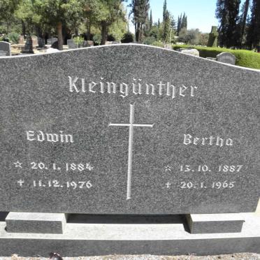 KLEINGÜNTHER Edwin 1884-1976 &amp; Bertha 1887-1965