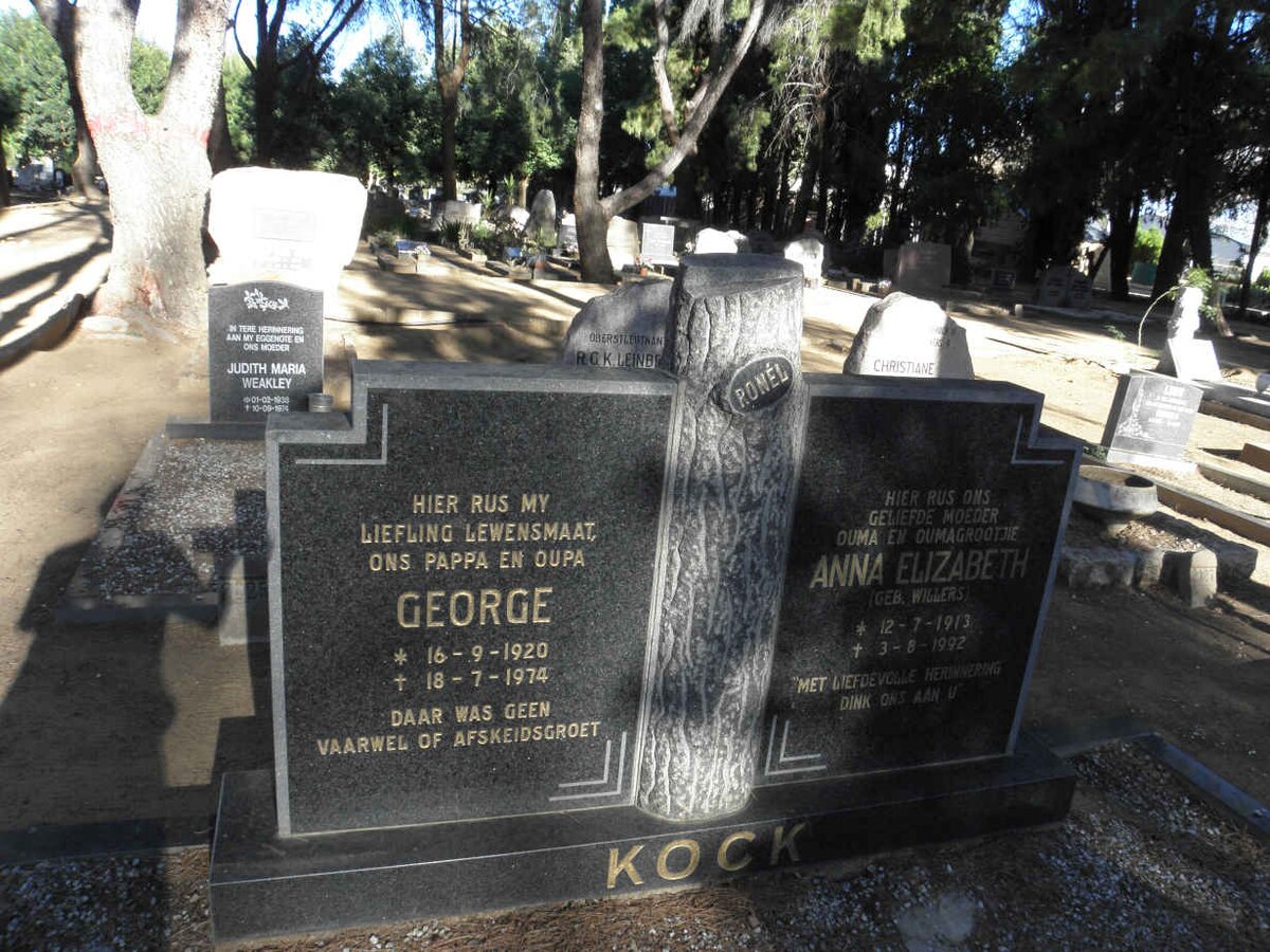 KOCK George 1920-1974 &amp; Anna Elizabeth WILLERS 1913-1992