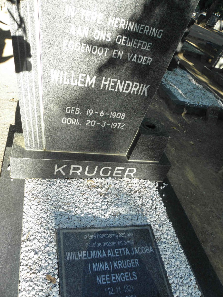 KRUGER Willem Hendrik 1908-1972 :: KRUGER Wilhelmina Aletta Jacoba nee ENGELS 1921-?