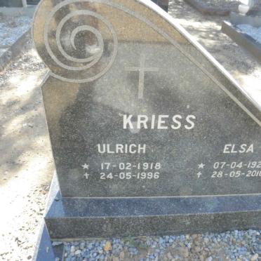 KRIESS Ulrich 1918-1996 &amp; Elsa 1922-2010