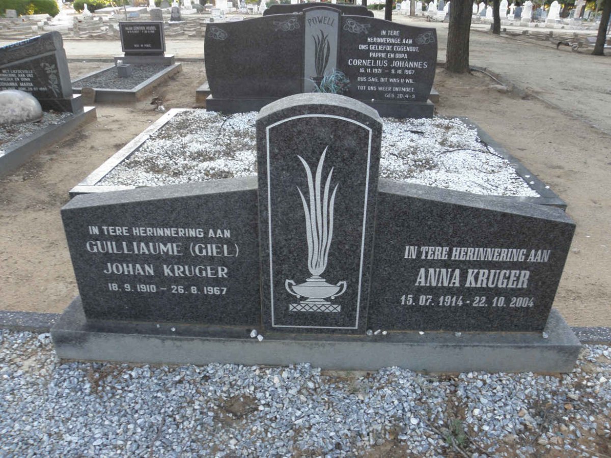 KRUGER Guilliaume Johan 1910-1967 &amp; Anna 1914-2004