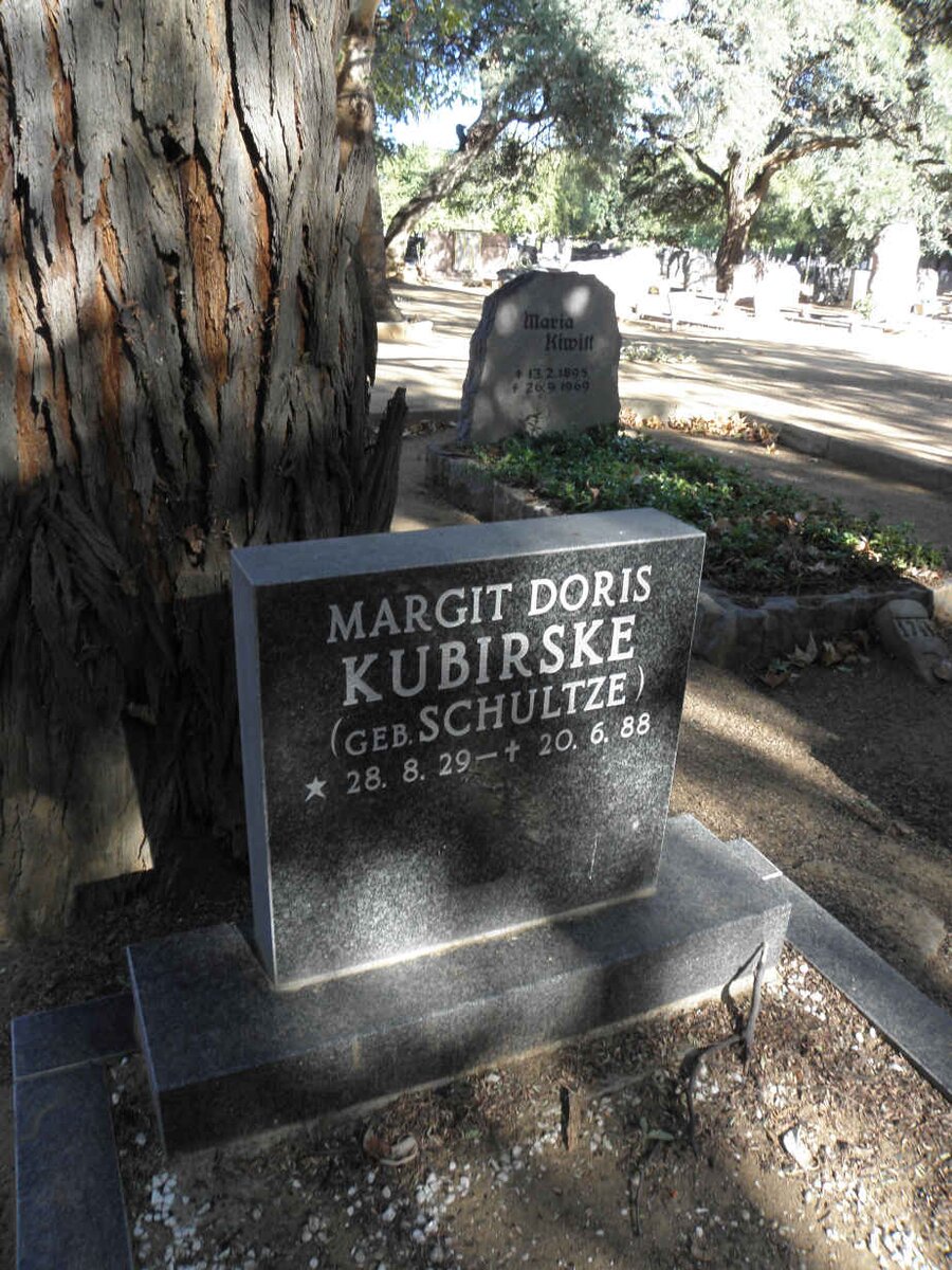 KUBIRSKE Margit Doris nee SCHULTZE 1929-1988