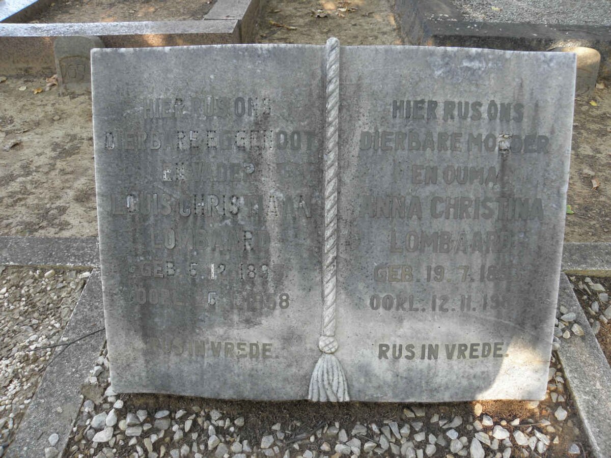 LOMBAARD Louis Christiaan 1893-1958 &amp; Anna Christina 1893-1983