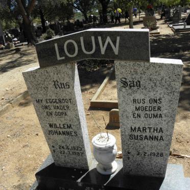 LOUW Willem Johannes 1923-1987 &amp; Martha Susanna 1928-