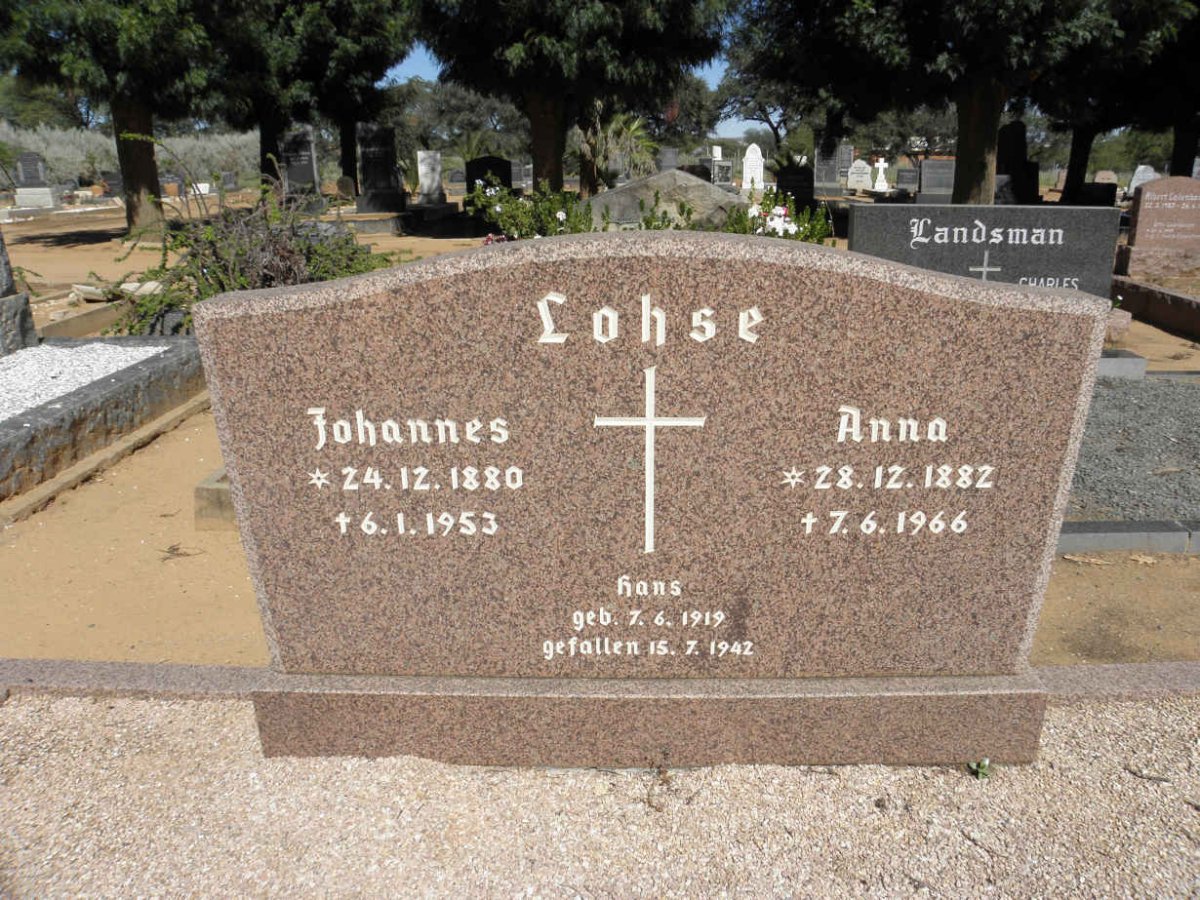 LOHSE Johannes 1880-1955 &amp; Anna 1882-1966 :: LOHSE Hans 1919-1942