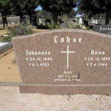 LOHSE Johannes 1880-1955 &amp; Anna 1882-1966 :: LOHSE Hans 1919-1942