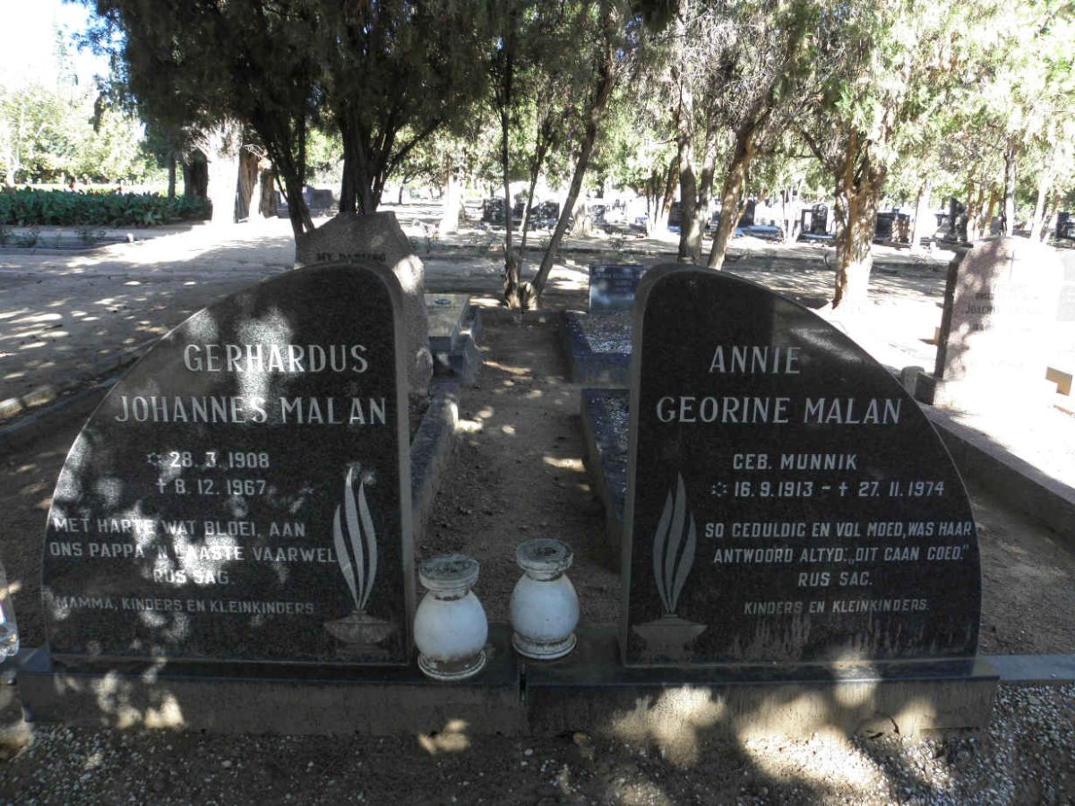 MALAN Gerhardus Johannes 1908-1967 &amp; Annie Georine MUNNIK 1913-1974