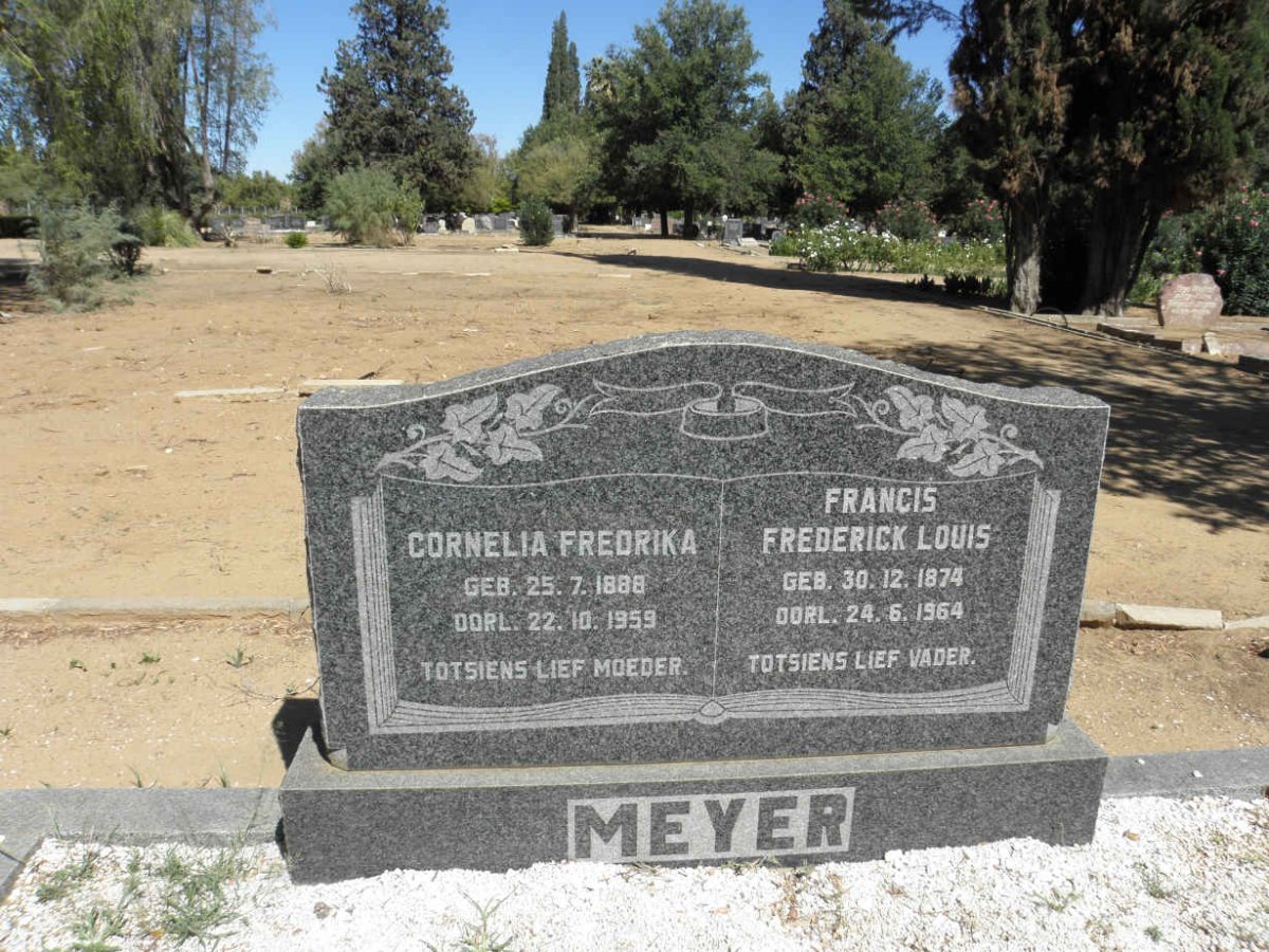 MEYER Francis Frederick Louis 1874-1964 &amp; Cornelia Fredrika 1888-1959
