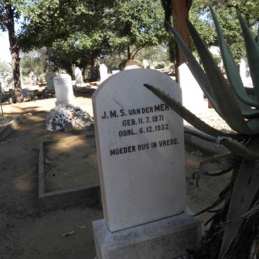 MERWE J.M.S., van der 1871-1932