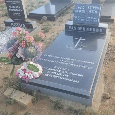 MERWE Isaac, van der 1930-1999 &amp; Katerina Frederika VAN ZYL 1933-2017