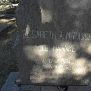 PASCHKE Elisabeth A.M. nee MAHNKE 1884-1976