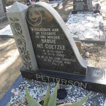 PETTERSON Babsie nee COETZEE 1927-1980