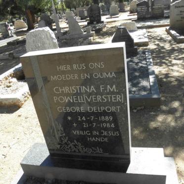 POWELL Christina F.M. previously VERSTER nee DELPORT 1889-1984