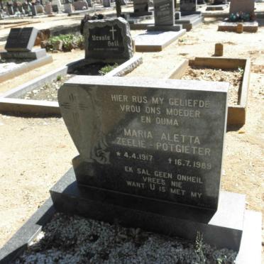 POTGIETER Maria Aletta nee ZEELIE 1917-1989
