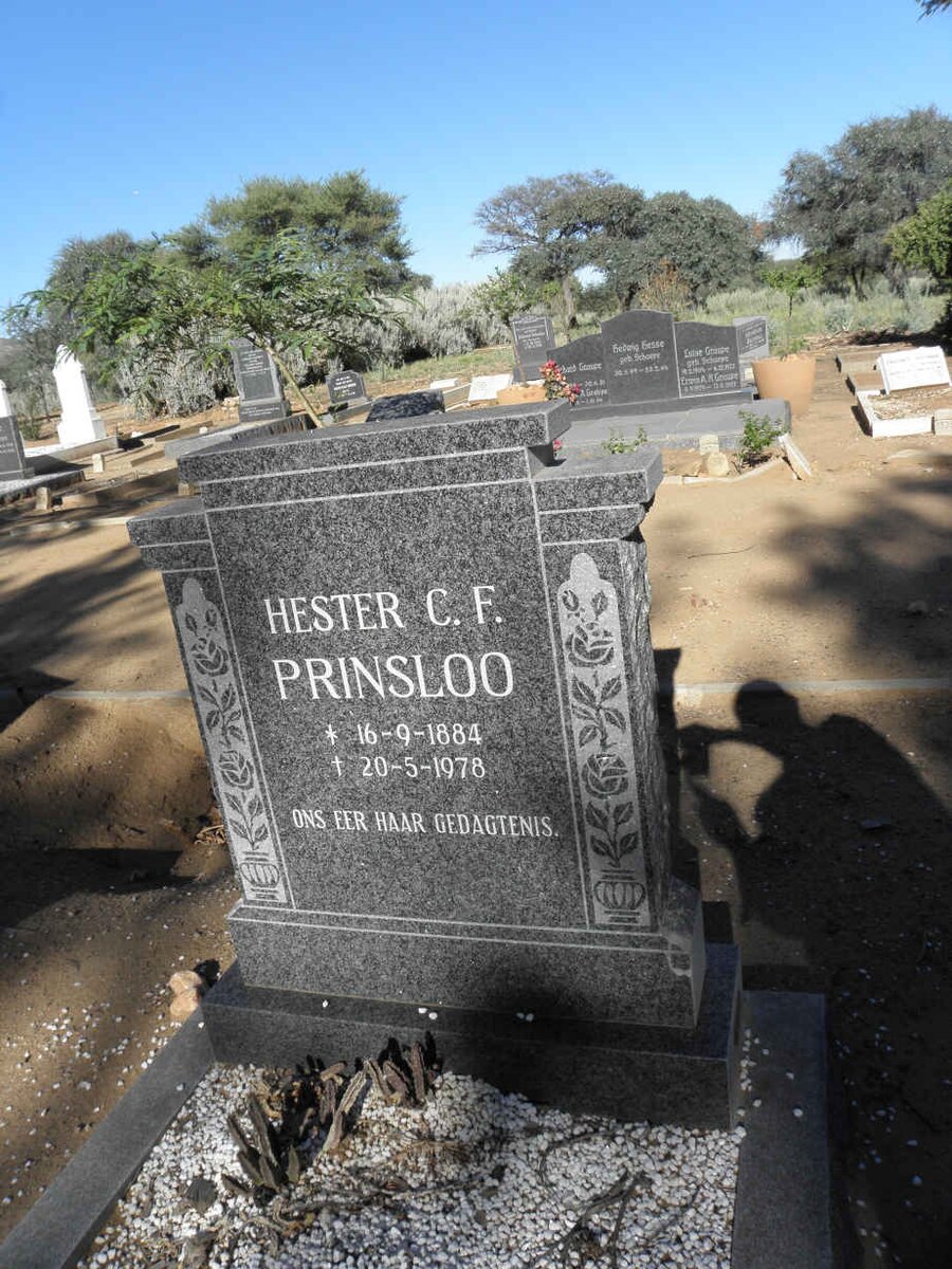 PRINSLOO Hester C.F. 1884-1978
