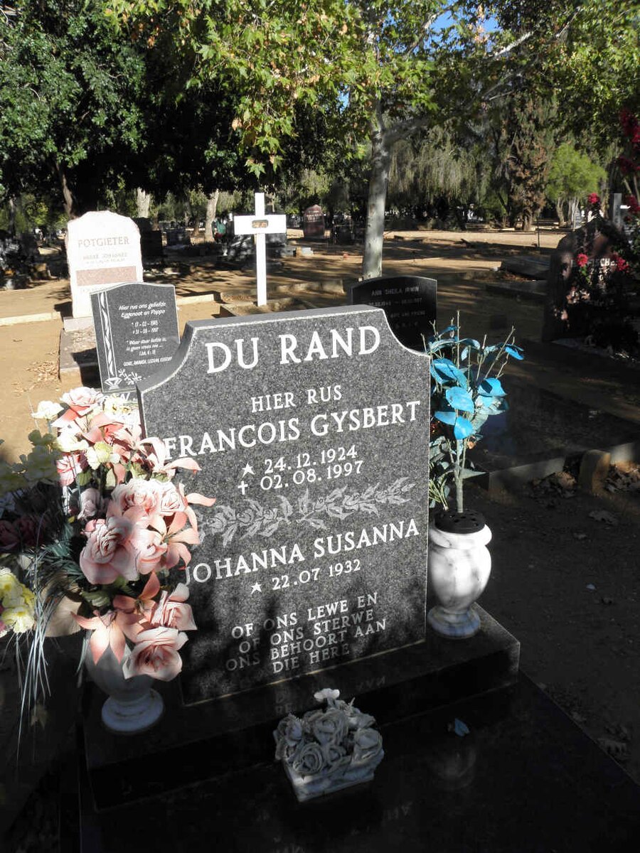 RAND Francois Gysbert, du 1924-1997 &amp; Johanna Susanna 1932-