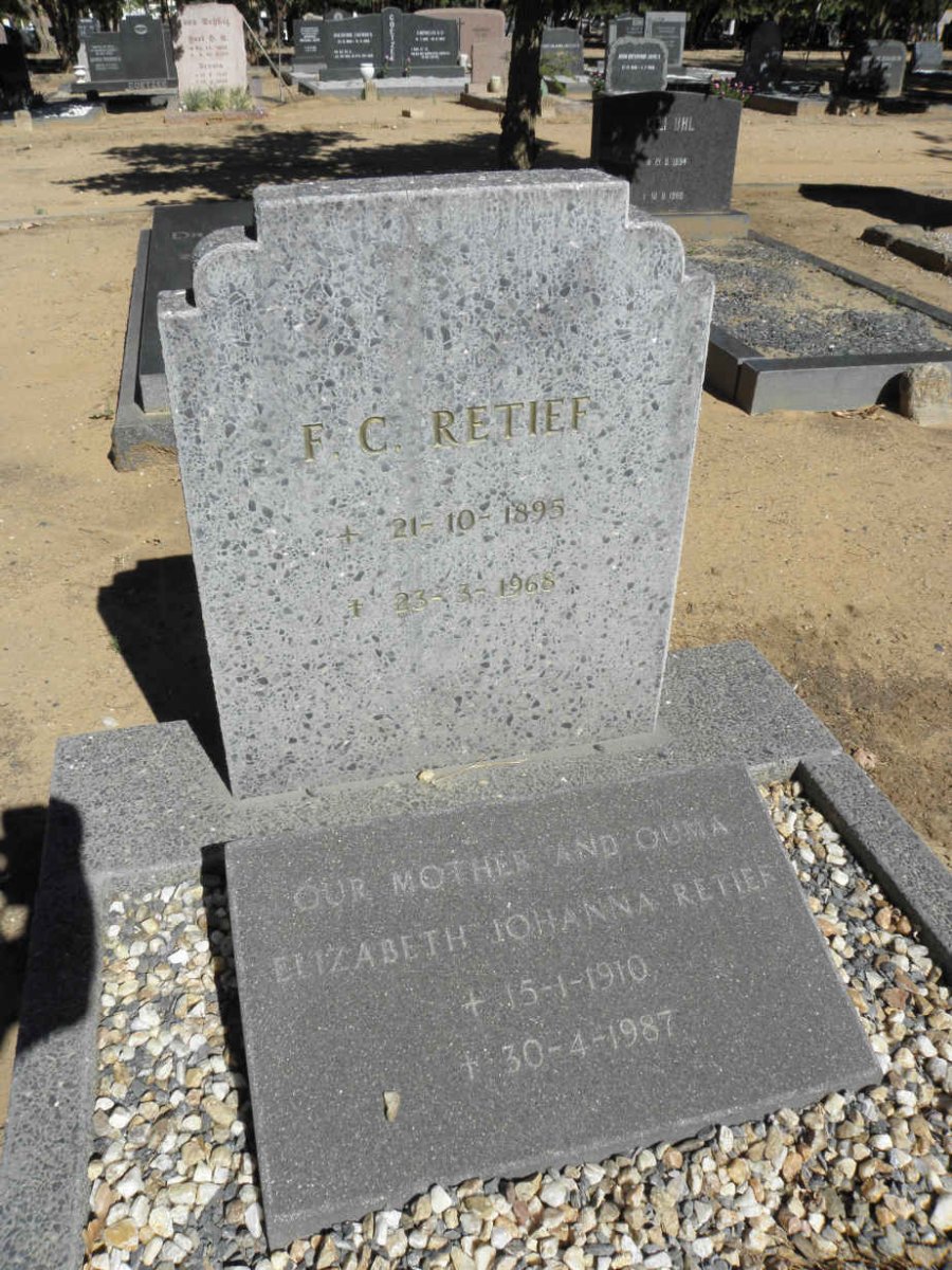RETIEF F.C. 1895-1968 &amp; Elizabeth Johanna 1910-1987