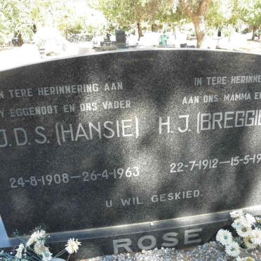 ROSE J.D.S. 1908-1963 &amp; H.J. ELS 1912-1988