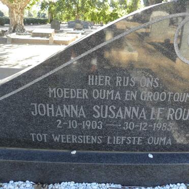 ROUX Albertus Andreas, le 1897-1961 &amp; Johanna Susanna 1903-1985 