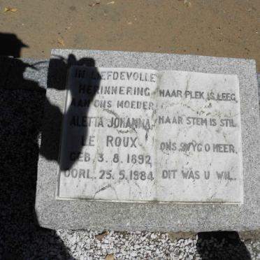 ROUX Aletta Johanna, le 1892-1984
