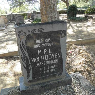 ROOYEN M.P.L., van nee WASSERMANN 1891-1977
