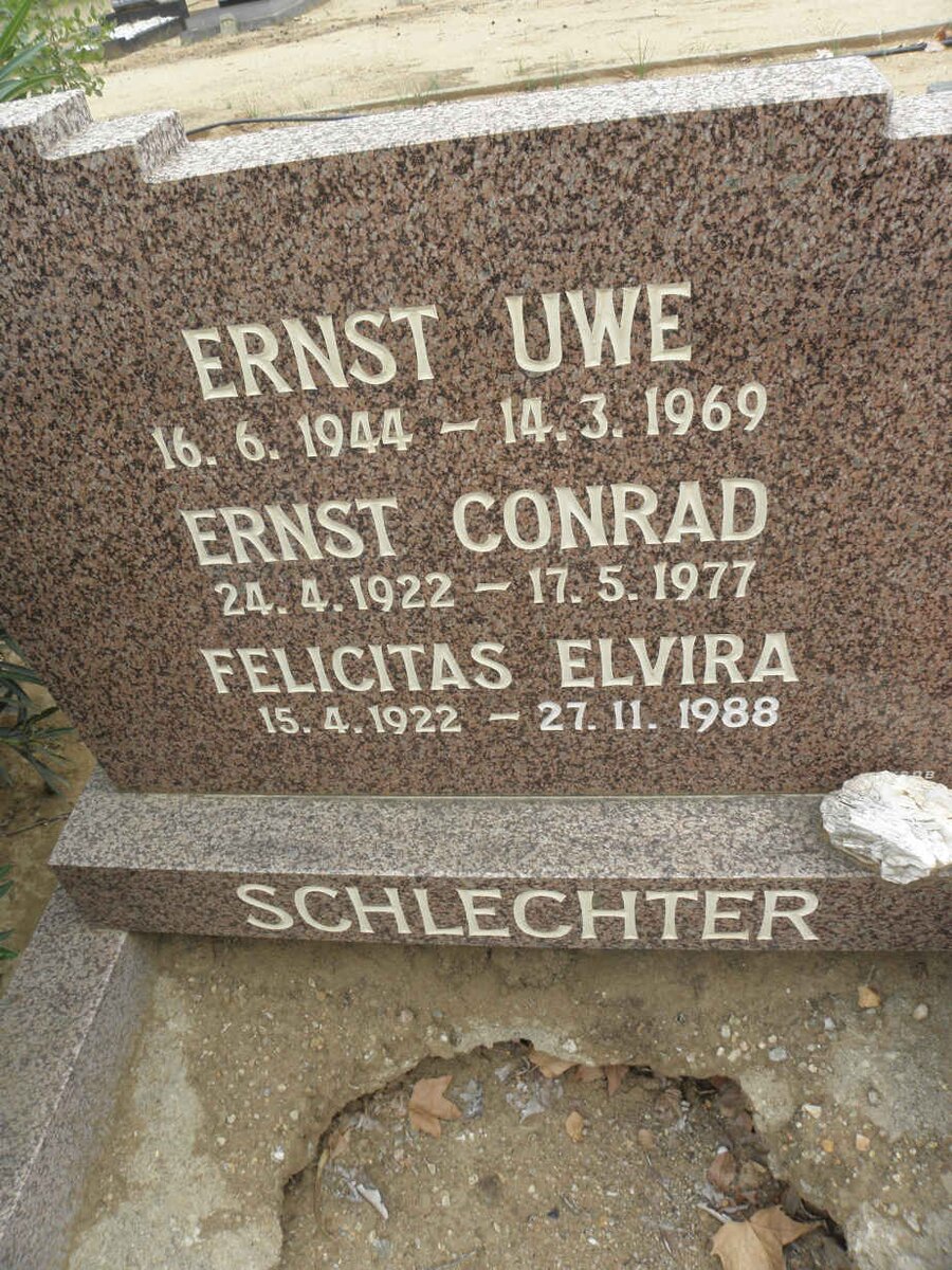 SCHLECHTER Ernst Conrad 1922-1977 &amp; Felicitas Elvira 1922-1988 :: SCHLECHTER Ernst Uwe 1944-1969