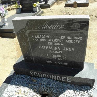 SCHOONBEE Catharina Anna nee MARAIS 1942-1994