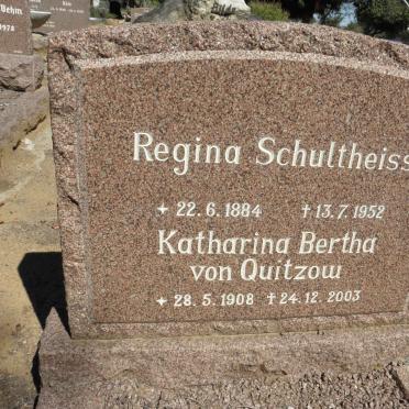 SCHULTHEISS Regina 1884-1952 :: VON QUITZOW Katharina Bertha 1908-2003