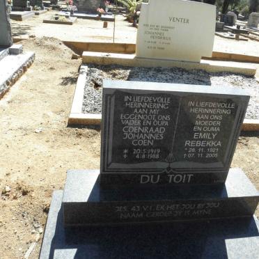 TOIT Coenraad Johannes Coen, du 1919-1988 &amp; Emily Rebekka 1921-2005