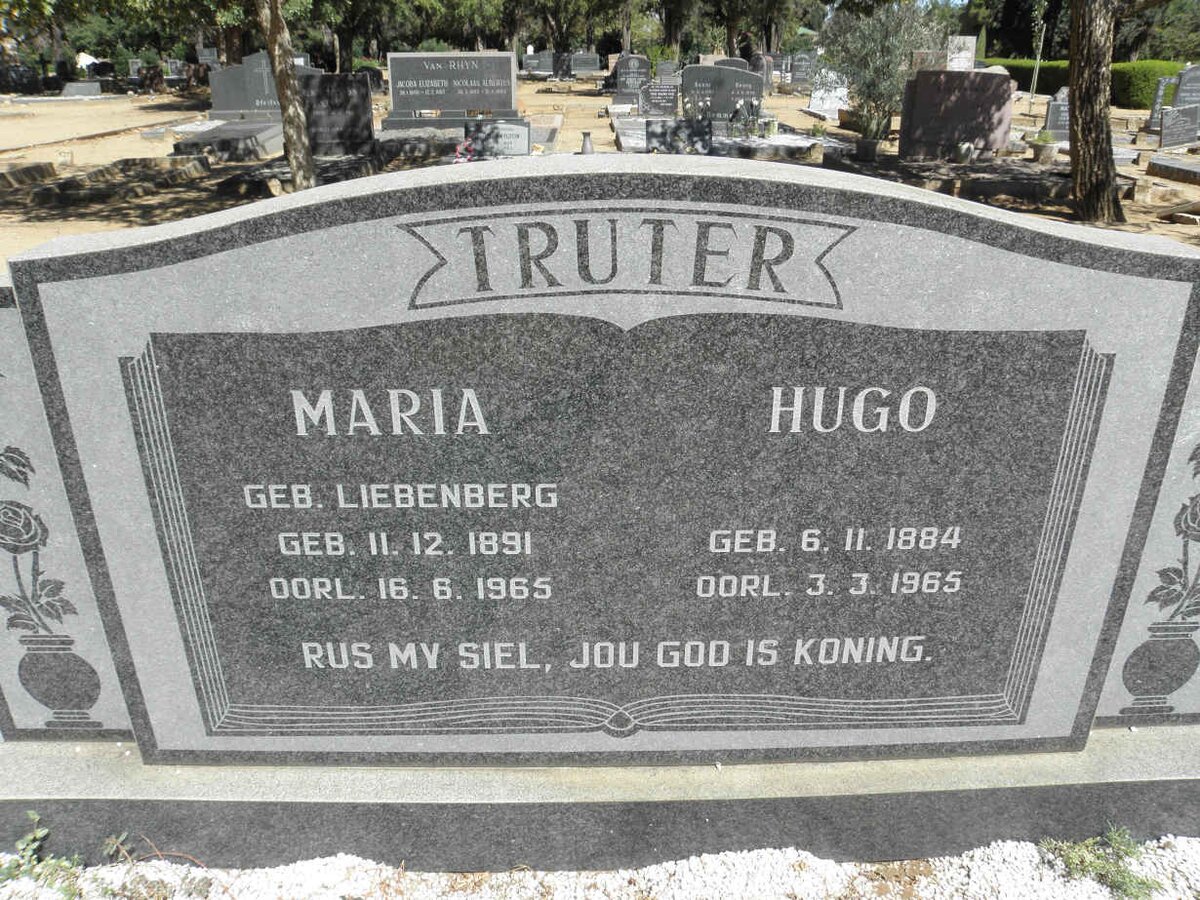 TRUTER Hugo 1884-1965 &amp; Maria LIEBENBERG 1891-1965