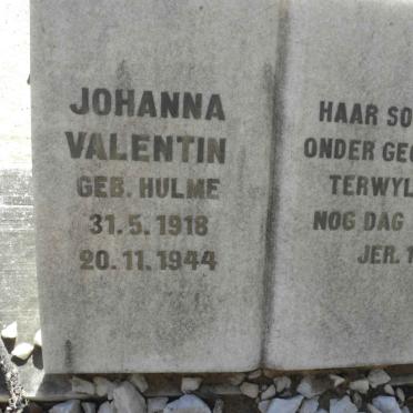 VALENTIN Johanna nee HULME 1918-1944