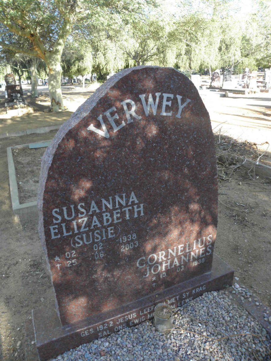 VERWEY Cornelius Johannes 1938- &amp; Susanna Elizabeth 1938-2003