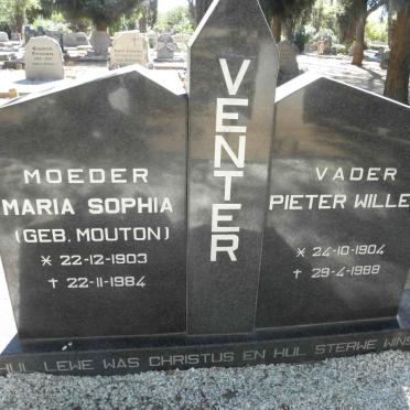 VENTER Pieter Willem 1904-1988 &amp; Maria Sophia MOUTON 1903-1984