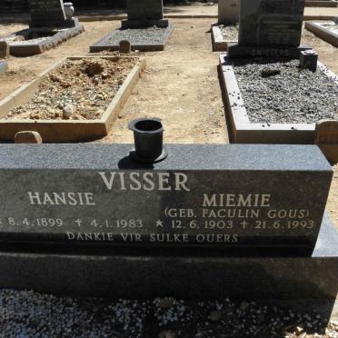 VISSER Hansie 1899-1983 &amp; Miemie FACULIN GOUS 1903-1993