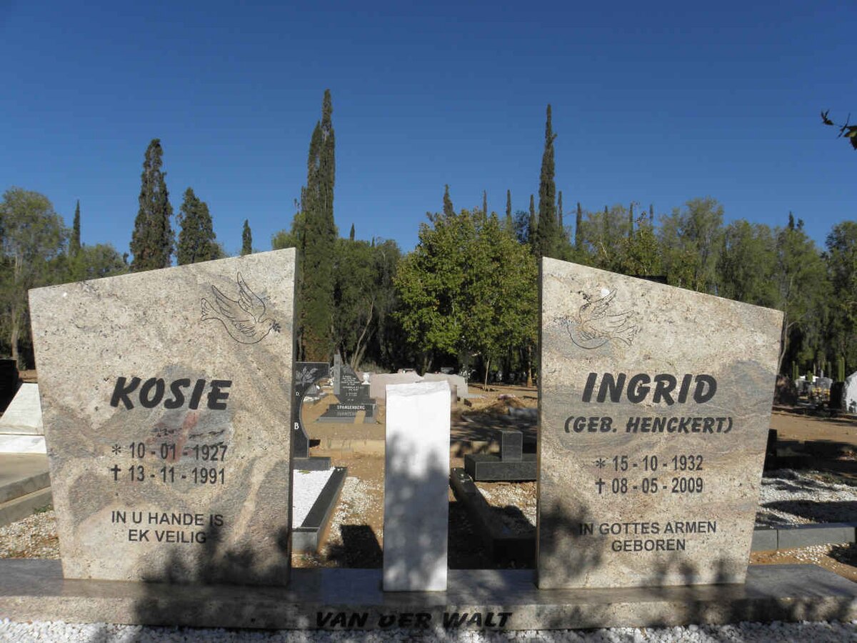 WALT Kosie, van der 1927-1991 &amp; Ingrid HENCKERT 1932-2009