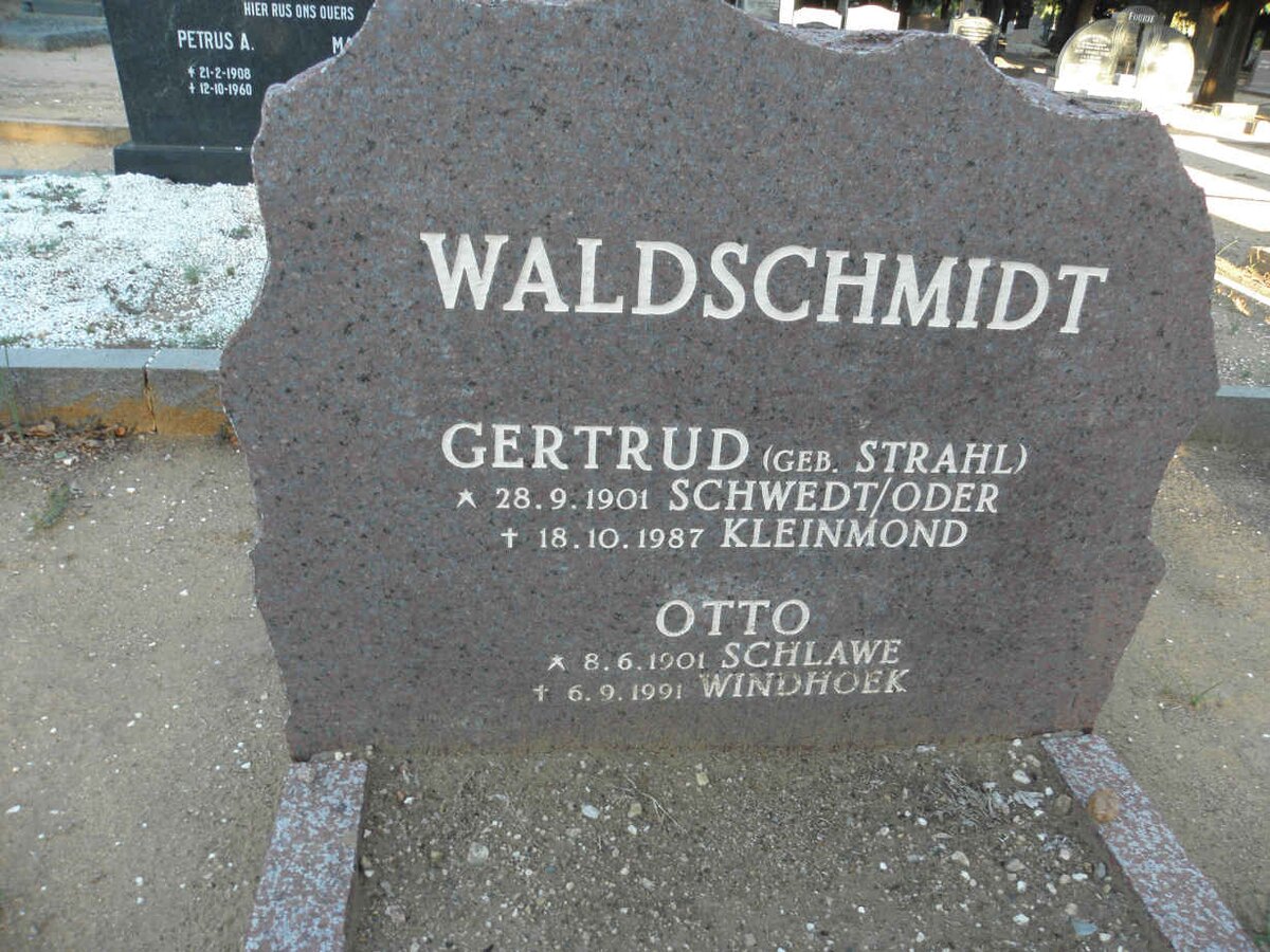WALDSCHMIDT Otto 1901-1991 &amp; Gertrud STRAHL 1901-1987