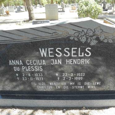 WESSELS Jan Hendrik 1933-1999 &amp; Anna Cecilia DU PLESSIS 1933-1977