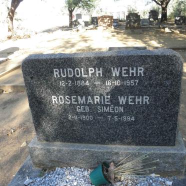 WEHR Rudolph 1884-1957 &amp; Rosemarie SIMEON 1900-1994