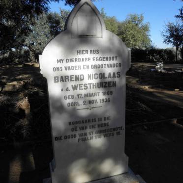 WESTHUIZEN Barend Nicolaas, v.d. 1868-1936