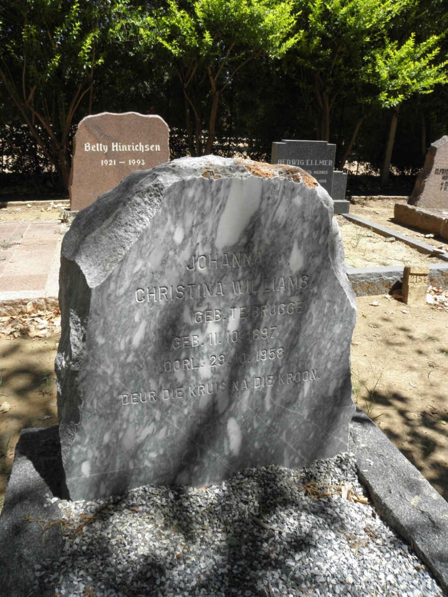 WILLIAMS Johanna Christina nee TE BRUGGE 1897-1958