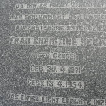 HECK Christine nee GENSS 1871-1954