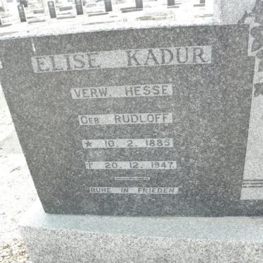 KADUR Elise voorheen HESSE nee RUDLOFF 1885-1947