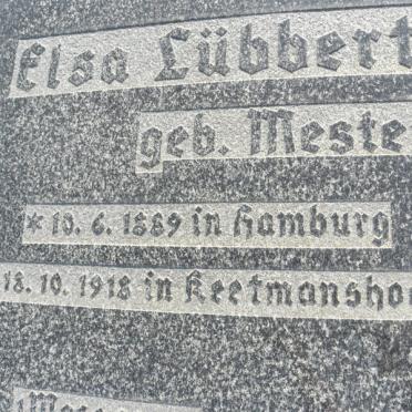 LÜBBERT Elsa nee MESTERN 1889-1918