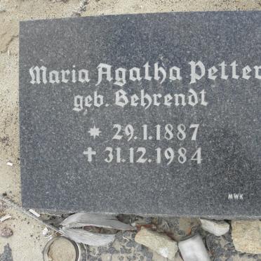 PETTER Maria Agatha nee BEHRENDT 1887-1984