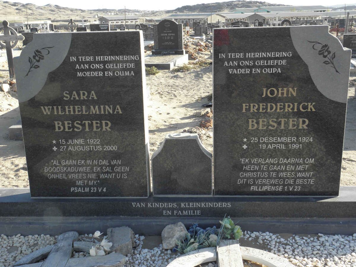 BESTER John Frederick 1924-1991 &amp; Sara Wilhelmina 1922-2000