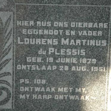 PLESSIS Lourens Martinus, du 1879-1951