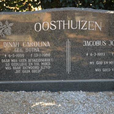 OOSTHUIZEN Jacobus Johannes 1903-1987 &amp; Dinah Carolina BOTHA 1909-1980