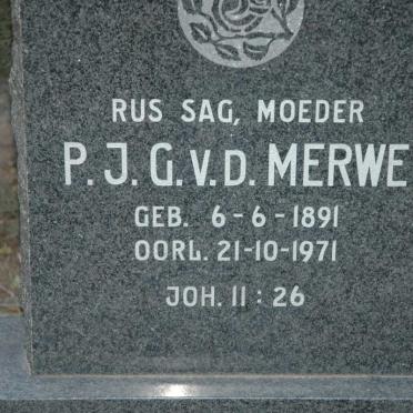 MERWE P.J.G., v.d. 1891-1971