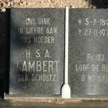 LAMBERT H.S.A. nee SCHOLTZ 1895-1978