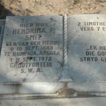 SMIT Hendrina P. nee VAN DER MERWE 1888-1972